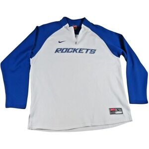 Nike Houston Rockets NBA 1/4 Zip Pullover Men L White Blue Shooting Shirt Jacket